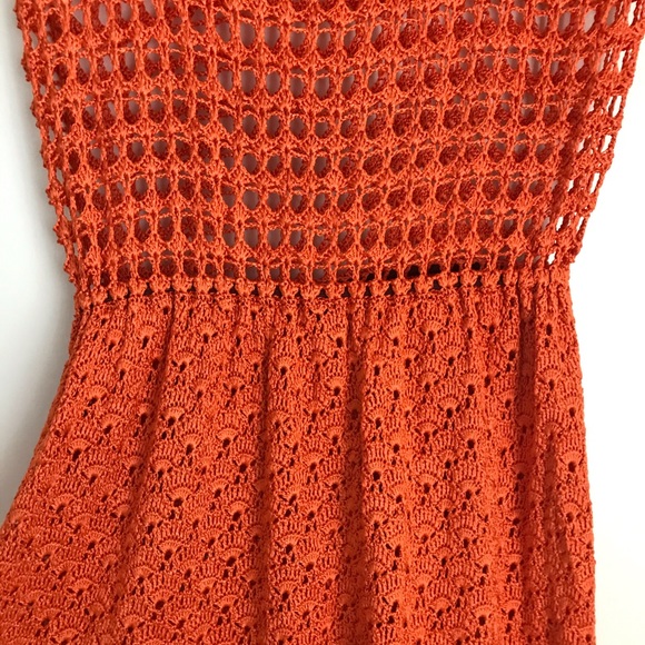 Handmade Orange Crocheted Dress - Picture 4 of 5